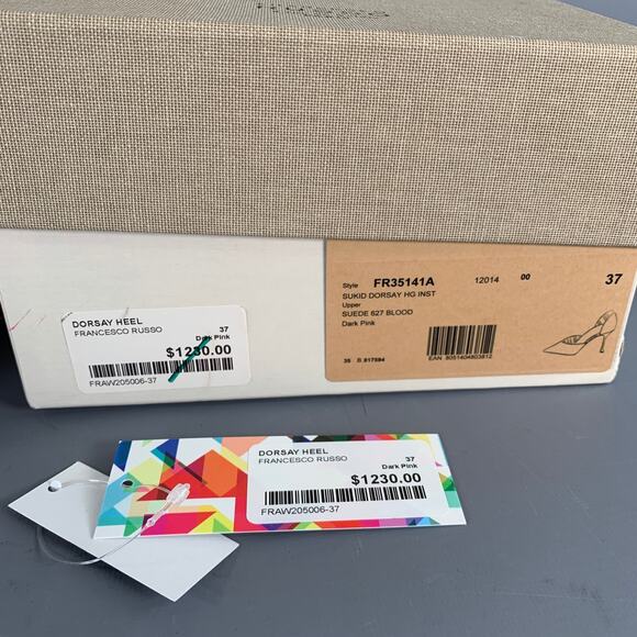 FRANCESCO RUSSO Size 7 Red Suede Pointed Toe D'Orsay Pumps - Picture 11 of 11